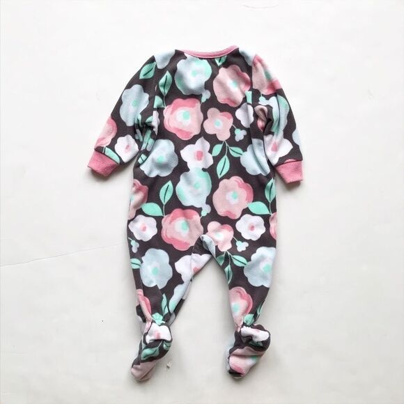 Carters floral fleece footed pajama GUC 6 months - Picture 4 of 4